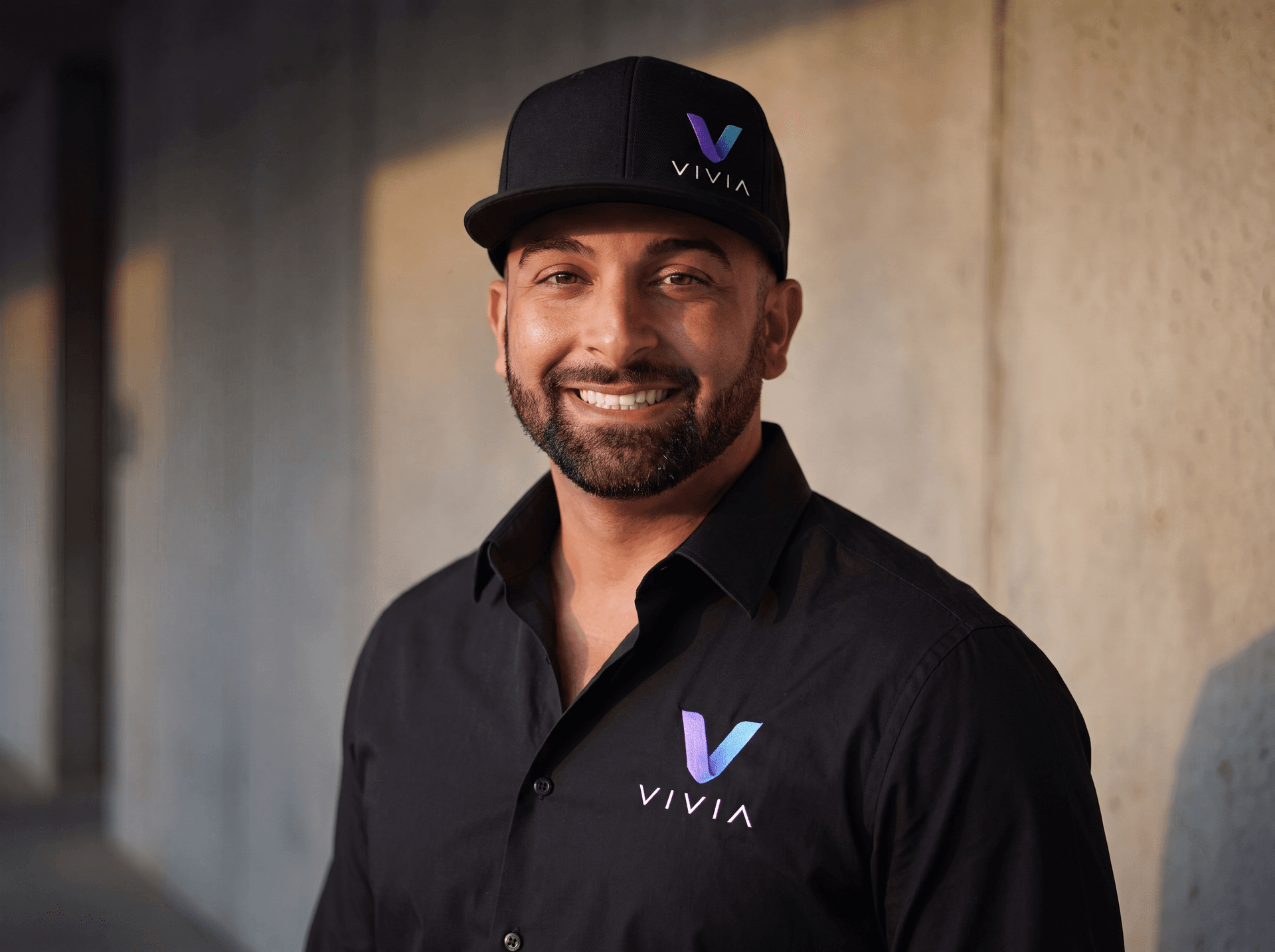 VIVIA founder Teran Gilmette in branded gear